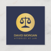 Professioneel jurist Justice Logo Navy en Gold Vierkante Visitekaartje (Voorkant)