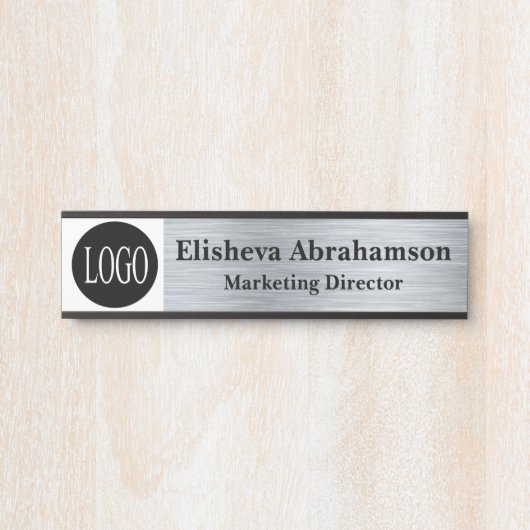 Professioneel Kantoor deurteken SIlver Naam Bord Deurbordje (Voorkant)