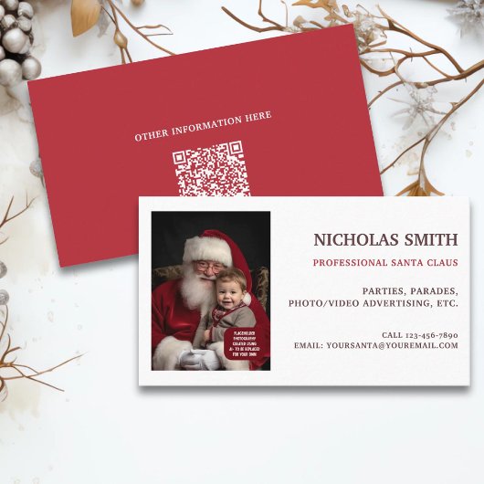 Professioneel Kerstman QR-code foto Visitekaartje