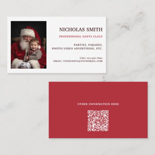 Professioneel Kerstman QR-code foto Visitekaartje (Voorkant / Achterkant)