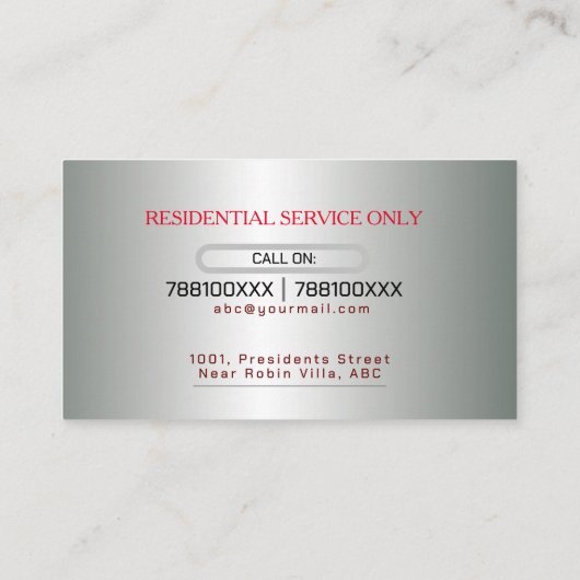 Professioneel kijkend elektricien Visitekaartje (Achterkant)