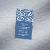 Professioneel Klassiek Blauw Zonnebloem Patroon Magnetisch Visitekaartje (Voorbeeld)