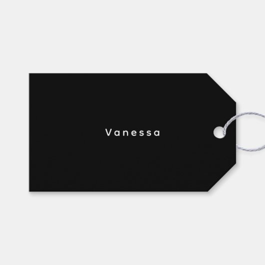 Professioneel klassiek gewoon naam zwart cadeaulabel (Voorkant (Horizontaal))