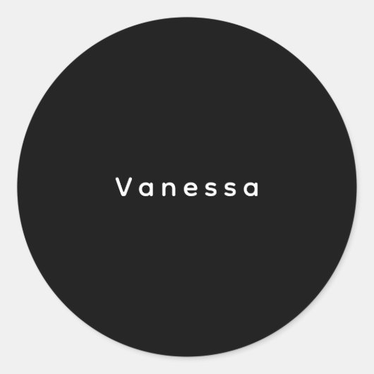 Professioneel klassiek gewoon naam zwart ronde sticker (Voorkant)