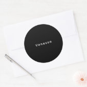 Professioneel klassiek gewoon naam zwart ronde sticker (Envelop)