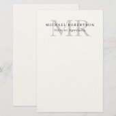 Professioneel Klassiek Monogram Minimalistisch Een Briefpapier (Voorkant / Achterkant)