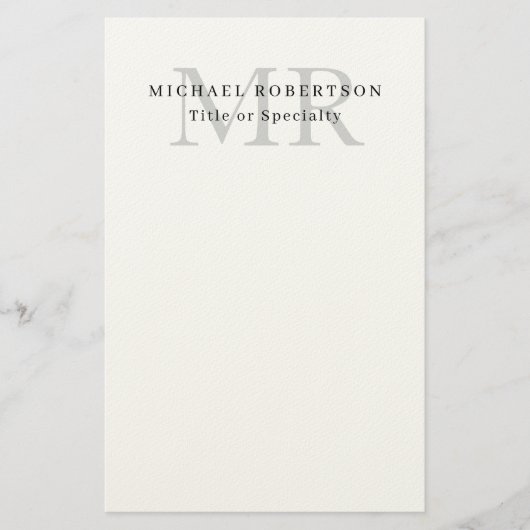 Professioneel Klassiek Monogram Minimalistisch Een Briefpapier (Voorkant)