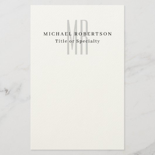 Professioneel Klassiek Monogram Minimalistisch Een Briefpapier (Voorkant)