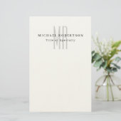 Professioneel Klassiek Monogram Minimalistisch Een Briefpapier (Staand voorkant)