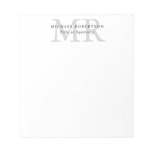 Professioneel Klassiek Monogram Minimalistisch Een Notitieblok (Voorkant)