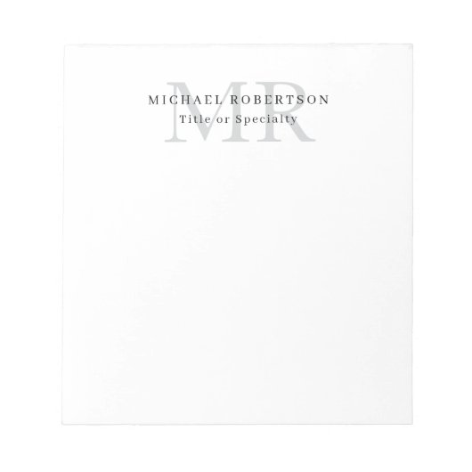 Professioneel Klassiek Monogram Minimalistisch Een Notitieblok (Voorkant)