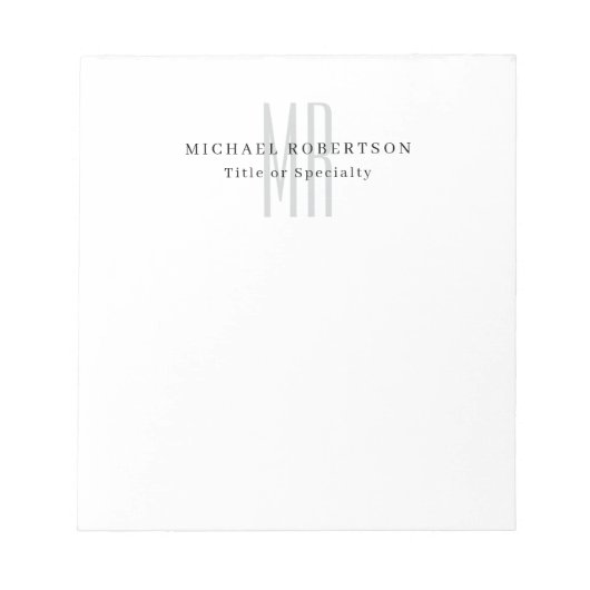 Professioneel Klassiek Monogram Minimalistisch Een Notitieblok (Voorkant)