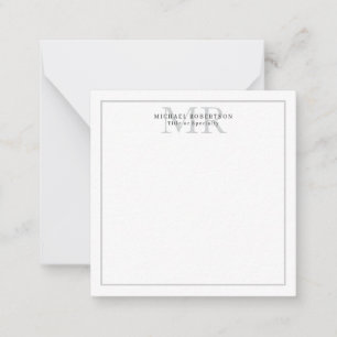 Professioneel Klassiek Monogram Minimalistisch Een Notitiekaartje