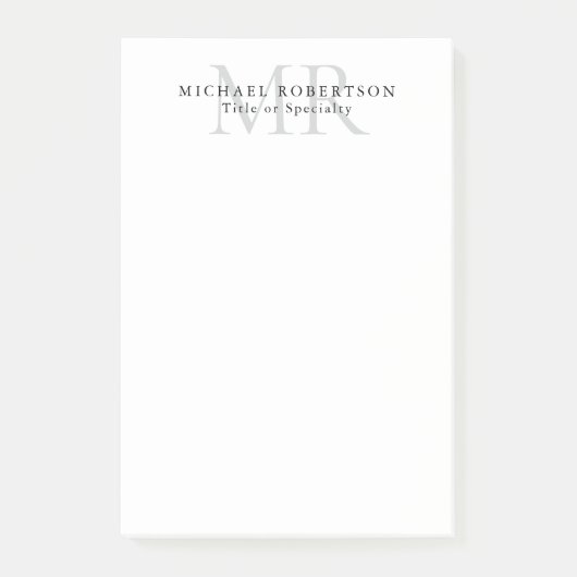 Professioneel Klassiek Monogram Minimalistisch Een Post-it® Notes (Voorkant)
