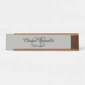 Professioneel Klassieke grijze monogram Bureau Naambordje (Voorkant)