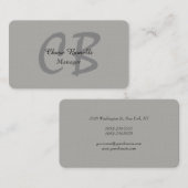 Professioneel Klassieke grijze monogram Visitekaartje (Voorkant / Achterkant)