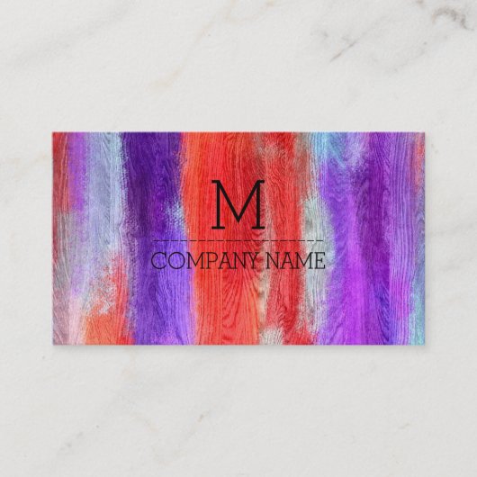 Professioneel kleurrijk modern hout Monogram #8 Visitekaartje (Voorkant)