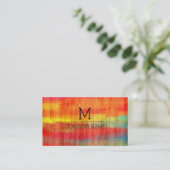 Professioneel kleurrijk modern houtmonogram #12 visitekaartje (Staand voorkant)