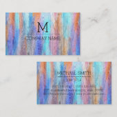 Professioneel kleurrijk modern houtmonogram #14 visitekaartje (Voorkant / Achterkant)