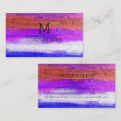 Professioneel kleurrijk modern houtmonogram #16 visitekaartje (Voorkant / Achterkant)