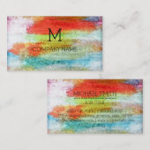 Professioneel kleurrijk modern houtmonogram #21 visitekaartje (Voorkant / Achterkant)