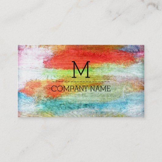Professioneel kleurrijk modern houtmonogram #21 visitekaartje (Voorkant)
