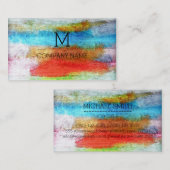 Professioneel kleurrijk modern houtmonogram #23 visitekaartje (Voorkant / Achterkant)