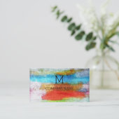 Professioneel kleurrijk modern houtmonogram #23 visitekaartje (Staand voorkant)