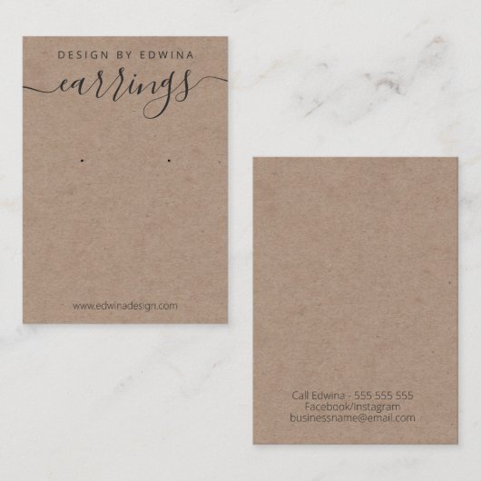 Professioneel Kraft Oorbel Display Visitekaartje (Voorkant / Achterkant)