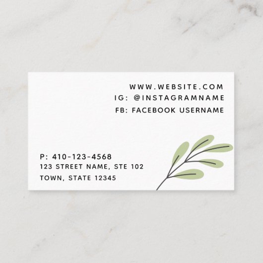 Professioneel kruidentheeminimalistisch Visitekaar Visitekaartje (Achterkant)