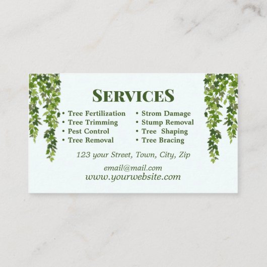 Professioneel Landscape Tree Service Visitekaartje (Achterkant)