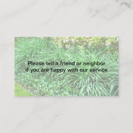 Professioneel Landscaper Contact Visitekaartje (Achterkant)