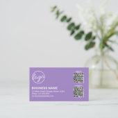 Professioneel Lavendel Logo QR Code Modern Visitekaartje (Staand voorkant)