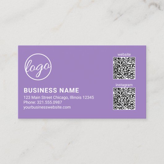 Professioneel Lavendel Logo QR Code Modern Visitekaartje (Voorkant)