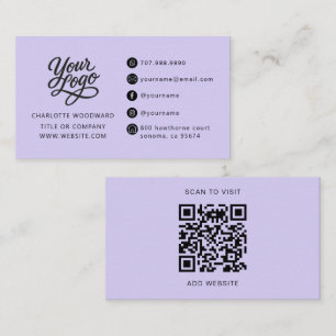 Professioneel Lavendel Logo QR Code Visitekaartje