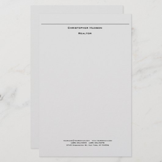 Professioneel Lichtgrijs Eenvoudig Briefpapier (Voorkant / Achterkant)
