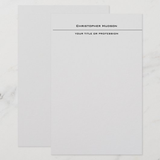 Professioneel Lichtgrijs Eenvoudig Effen Briefpapier (Voorkant / Achterkant)