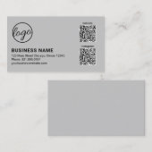 Professioneel Lichtgrijs Logo QR Code Modern Visitekaartje (Voorkant / Achterkant)