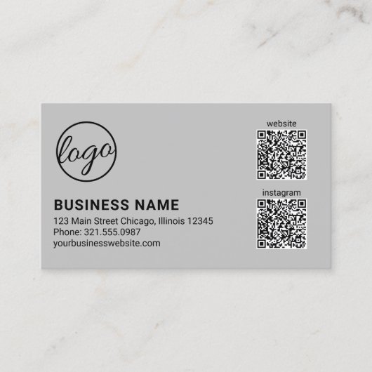 Professioneel Lichtgrijs Logo QR Code Modern Visitekaartje (Voorkant)
