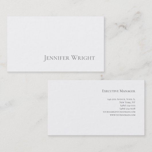 Professioneel, lichtgrijs wit visitekaartje (Voorkant / Achterkant)