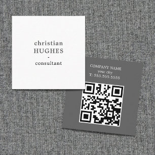 Professioneel lichtgrijs witte consultant QR-code Vierkante Visitekaartje