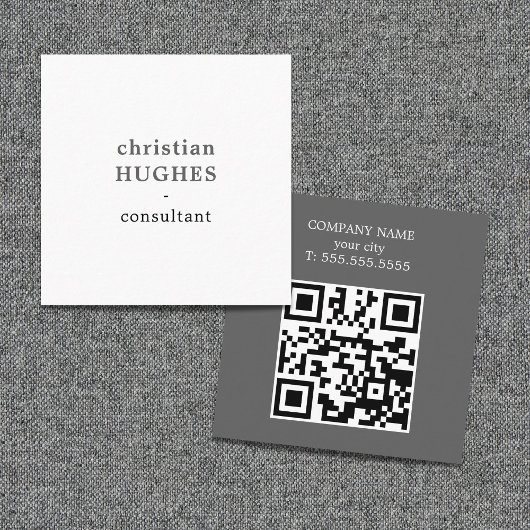 Professioneel lichtgrijs witte consultant QR-code Vierkante Visitekaartje