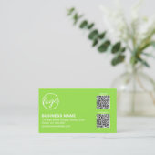 Professioneel Limegroen Logo QR Code Modern Visitekaartje (Staand voorkant)