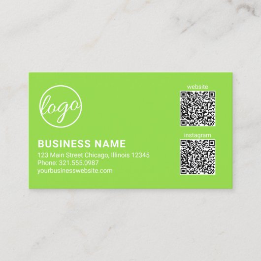 Professioneel Limegroen Logo QR Code Modern Visitekaartje (Voorkant)