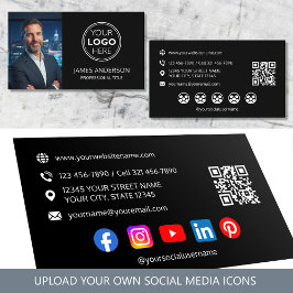 Professioneel Logo Foto Social Media QR Code Zwart Visitekaartje