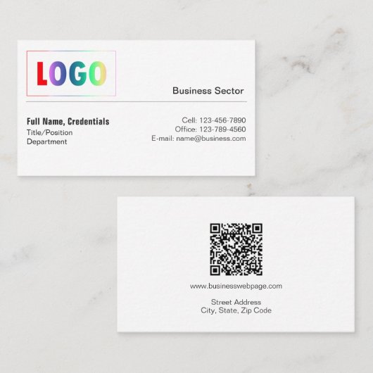 Professioneel logo, QR-code tweezijdige visitekaar Visitekaartje (Voorkant / Achterkant)