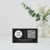 Professioneel Logo QR Code Zwart Visitekaartje (Staand voorkant)