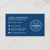 Professioneel Logo Social Media QR Code Marineblau Visitekaartje (Voorkant)