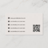 Professioneel Logo Social Media QR Code Off-White Visitekaartje (Achterkant)