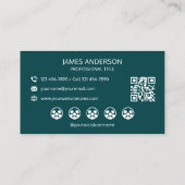 Professioneel Logo Social Media QR Code Turkoois Visitekaartje (Achterkant)